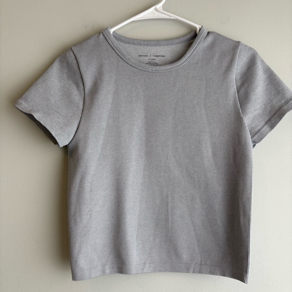Better Together Gray Ribbed Top